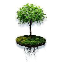 Arbre suspendu artificiel de style japonais en forme d'art avec racines visibles, écologique et résistant aux UV pour la décoration d'espaces artistiques