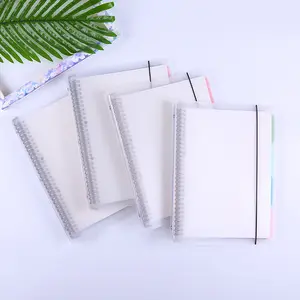 A4 B5 A5 ring binder PP transparent journal notebook with colored divider