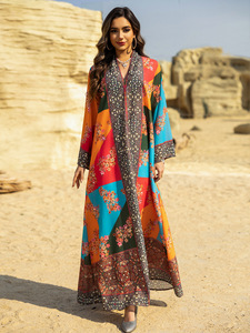 Abiti da donna musulmani eleganti Abaya abito da donna stile etnico stampato manica lunga medio oriente arabo Dubai Abaya Kaftans - Product Image 3