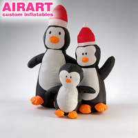 Ensemble Famille de Pingouins Gonflables Personnalisés pour Décoration de Noël, Mascotte Animale de Vacances, Accessoire de Présentation pour Centre Commercial et Atrium, Pingouin de Dessin Animé