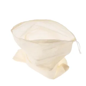 Hot sale reusable food grade organic hemp cotton nut milk bag / nut milk filter cloth/Fruit and vegetable storage bags