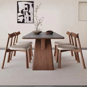 <span class=keywords><strong>Tavolo</strong></span> da pranzo contemporaneo in legno massello <span class=keywords><strong>struttura</strong></span> unica gamba curva resistente elegante per zona pranzo - Product Image 4