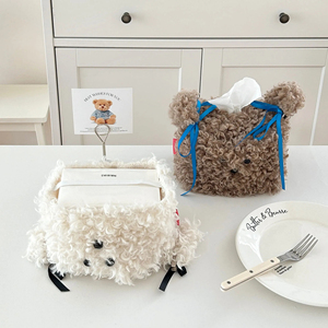 Wholesale Cute Plush Dog <b>Storage</b> Bag Foldable Multifunctional <b>Drawing</b> Paper Box Dormitory Women's Home Living Room Desktop - Product Image 3