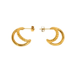 Pendientes tipo huggie en forma de C, chapados en oro de 18k, de acero inoxidable, con diseño geométrico en forma de luna, para mujer, pendientes de moda. - Product Image 5