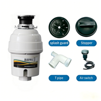 Broyeur de déchets de cuisine électrique Bonehammer BH110 1,25 CV, haute vitesse, en acier inoxydable, grande capacité, silencieux, broyage continu multi-matériaux