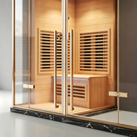 Ruang Sauna Dalam Ruangan Berbahan Hemlock Cocok untuk Gym Spa Relaksasi Sauna Inframerah Mini Portabel Kayu Solid Dengan Pemanas Karbon