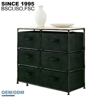Commode de rangement en tissu à 6 tiroirs - Table de chevet multi-niveaux avec cadre en métal pour l'organisation de la chambre à coucher