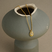 Collier Pendentif Femme en Laiton Plaqué Or 18K avec Zircon Poire, Bijoux Fins, Accessoires de Mariage, Cadeau P253645