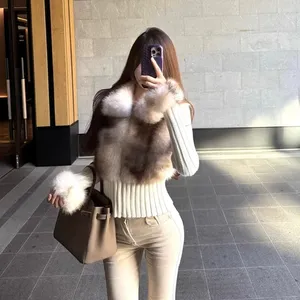 Fashion Knitted Ribbed Sweater <strong>Fleece</strong> Jacket Tops Fuzzy Faux Fur Coat Long Sleeve Custom Soft Slim Zipper <strong>Women</strong> <strong>Cardigan</strong> Sweater - Product Image 2