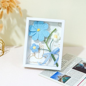Marco de fotos personalizado con flor de Gesang de simulación creativa tejida a mano, regalo decorativo tridimensional con acabado único. - Product Image 6
