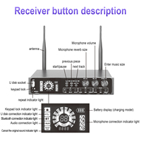 Système de microphone sans fil dynamique cardioïde en métal Green Audio avec suppression du bruit, effets de réverbération et égaliseur FM UHF pour karaoké