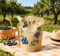Pochette liquide écologique personnalisée imprimée sur mesure, emballage de jus en kraft de 100 ml, pochette à bec debout avec buse OEM
