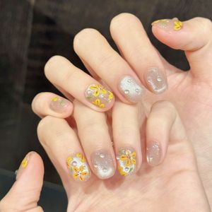 เล็บปลอมอะคริลิคทรงกลมสั้นคุณภาพระดับซาลอน แบรนด์ส่วนตัว ลายเพ้นท์ 3 มิติ ลายตาแมว 10 ชิ้น ทำมือ สำหรับใช้ในชีวิตประจำวัน - Product Image 6