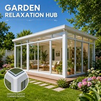 Véranda préfabriquée en alliage d'aluminium blanc avec verre trempé sécurisé, résistante aux intempéries, pour extension de jardin extérieur
