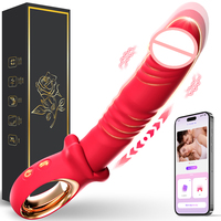 Vibrateur clitoridien et point G à 10 vitesses avec fonctions de poussée et de vibration, baguette vibrante réaliste, godemiché à poussée, jouet sexuel pour femmes