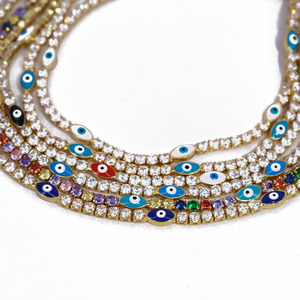 NZ1033 New Chic Dainty Oro Minimalista Cubic Zirconia Diamante DELLA CZ con Smaltato Evil Eyes Da Tennis Della <span class=keywords><strong>Collana</strong></span> Del Choker - Product Image 1
