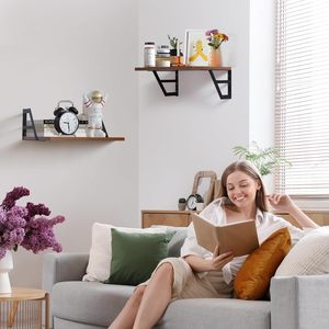 Tectocker-DOU Set <span class=keywords><strong>2</strong></span> Tiefe Schweberegale - Wandmontierte Metallhalterungen 30 cm für Wohnzimmer, Schlafzimmer & Badezimmer-Aufbewahrung - Product Image 2