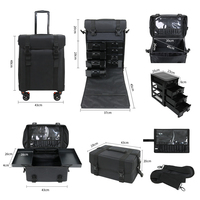 Tas Trolley Rias Profesional dengan Roda, Kotak Penyimpanan Pintar Multi-Lapisan Tahan Air untuk Salon dan Artis Kuku