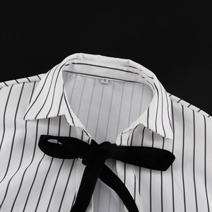 Camicie e Bluse da <span class=keywords><strong>Donna</strong></span> di Tendenza con Laccetti, Top Asimmetrici a Maniche Lunghe, Camicia Estiva Casual a Righe per <span class=keywords><strong>Donna</strong></span> - Product Image 4