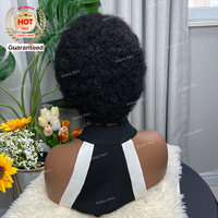 Perruque Courte Bob Cheveux Humains Frisés Afro Crépu Épais Style Années 70, Prête à Porter, Frange Épaisse, Fabriquée à la Machine, Cheveux Naturels