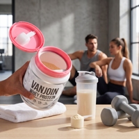 Pot de stockage vide en plastique HDPE pour poudre protéinée, à large ouverture, avec couvercle à clapet, pour emballage de suppléments nutritionnels en poudre