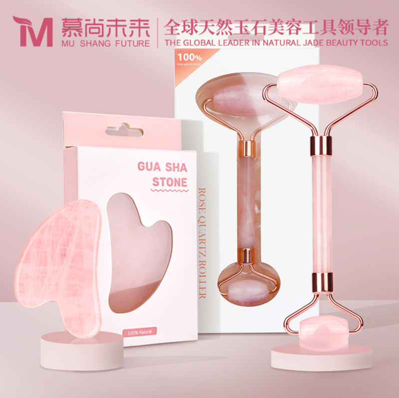 Custom Logo Rose Quartz Roller Jade