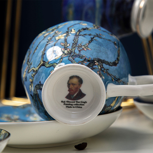 <span class=keywords><strong>Vincent</strong></span> <span class=keywords><strong>Van</strong></span> <span class=keywords><strong>Gogh</strong></span> Fine Bone China 200 ml taza de café y platillo, juego de tazas de té de recuerdo para regalo - Product Image 4