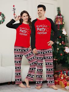 Conjunto de pijamas navideños personalizados, ropa de dormir familiar a juego para mamá, camiseta con letras impresas <span class=keywords><strong>en</strong></span> la parte delantera, ropa de casa para el padre y la madre - Product Image 2