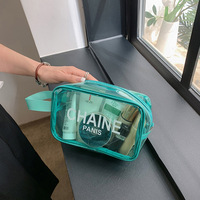 Offre Spéciale grand sac de rangement de maquillage clair transparent rose PVC lavable Kits de voyage pochette à fermeture éclair sac cosmétique