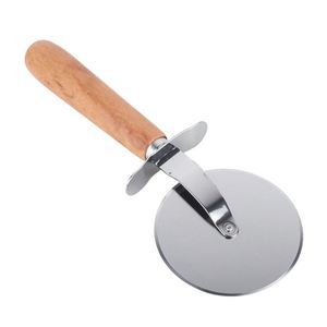 Cortador de Pizza de Acero Inoxidable Personalizado al por Mayor con Mango de Madera Natural y Rueda de Madera - Product Image 1