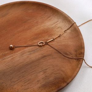 Rose Gold Letter G Pendant Necklace Women's Clavicle Chain Simple Round Bead Everyday Wear - Product Image 1