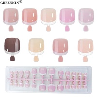 216 pièces couleur mélangée brillant été ongles en gros français pied ongles Patch ongles artificiels presse sur orteil ongles préfabriqués