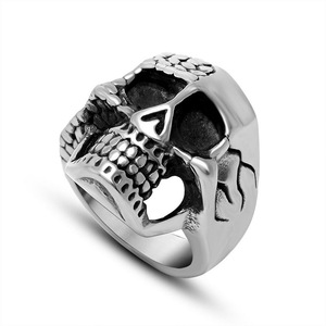 Titanium Steel Skull <b>Ring</b> SA740 Men's Fashion Jewelry Rock Style Alternative Double Sided Cast <b>Ring</b> Gift Accessory - Product Image 1