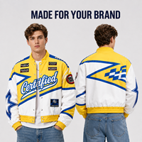 Veste de course personnalisée pour homme, broderie, patch, veste bomber de sport automobile, streetwear, veste universitaire, fabricant de marques privées sur mesure