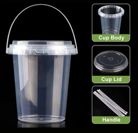 Gobelets jetables en plastique de 16 oz et 24 oz avec couvercle et poignée pour jus de fruits, bubble tea, boissons, emballage de boissons