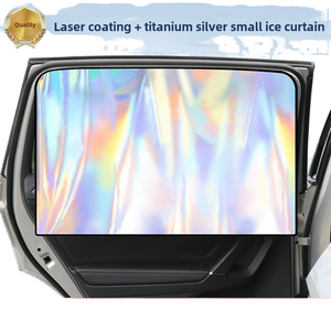 Iridescent Polyester Car Sunshade Magnetic Side Curtain Opaque Titanium Silver Heat Insulation Reflective Coating <b>Window</b> Curtain - Product Image 3