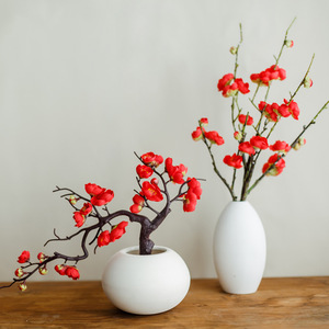 Ramas de Flores de Ciruelo Artificiales de Seda, 35 Pulgadas, en Jarrón Negro, Decoración para el Hogar, Decoración para el Estudio - Product Image 2