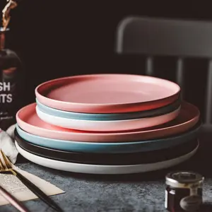 Stoviglie da tavola per stoviglie da tavola in ceramica bianca nera rosa opaca per uso domestico