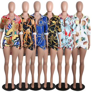 <span class=keywords><strong>Amazon</strong></span> women's dresses Classic Vintage Shirt African Dresses Print Casual Dresses - Product Image 6