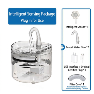 Fontaine à eau automatique pour animaux de compagnie, distributeur d'eau pour chats et chiens, bol transparent, filtre, pompe pour usage intérieur - Product Image 6