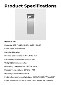 Memoria USB Metálica Personalizada con Logotipo |   Memoria USB <span class=keywords><strong>2.0</strong></span> de Aleación de Zinc de 8-128 GB con 2 Años de Garantía, Modelo PD190 - Regalo Corporativo Perfecto para las Fiestas - Product Image 3