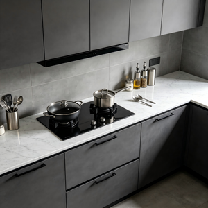 Armoires de <span class=keywords><strong>cuisine</strong></span> modernes sur mesure, finition stratifiée, directement de l'usine, <span class=keywords><strong>pour</strong></span> les intérieurs de villas haut de gamme - Product Image 3