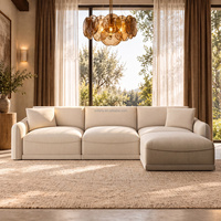 Canapé modulaire de luxe FERLY en tissu beige, canapé d'angle en forme de L, canapé à assise profonde pour salon résidentiel