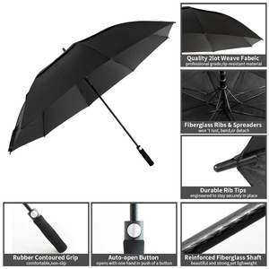 Ombrello da Golf Grande 34 Pollici Resistente al Vento a Doppio Strato con Logo Personalizzato Stampato - Product Image 3