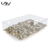 Table basse de luxe artistique en forme de vague ondulation de l'eau Villa Hôtel Salon Cadre en verre Meubles de table basse