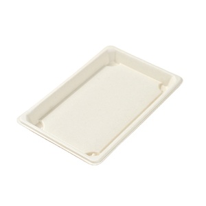 New Year Sales Biodegradable Sushi tray Sugarcane Bagasse Paper Plates with lid