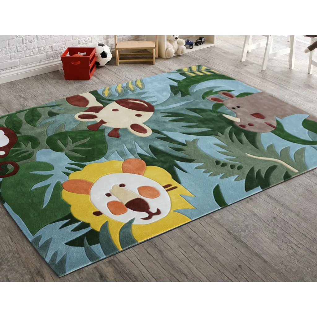 סינתיה מפעל עור ידידותי בעבודת יד בית רך ירוק יער האריה יפה עיצוב ילדים בעלי החיים שטיח