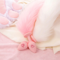 Plug anal en silicone de qualité médicale rose en forme de patte de chat avec queue premium anti-chute, dilatateur anal sûr pour le corps, pour l'entraînement OEM