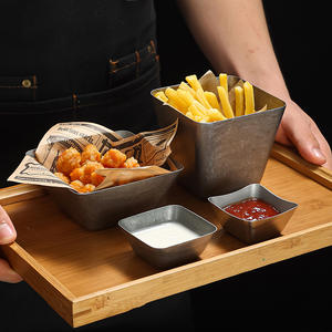 Rétro 304 plats en acier inoxydable plat de vinaigre plat de sauce soja faire vieux carré japonais frites snack bol - Product Image 3