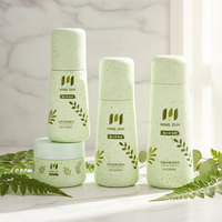 Ensemble de flacons cosmétiques vides en PETG bleu clair dépoli, multi-tailles, coniques, avec compte-gouttes, pour sérum, tonique et lotion